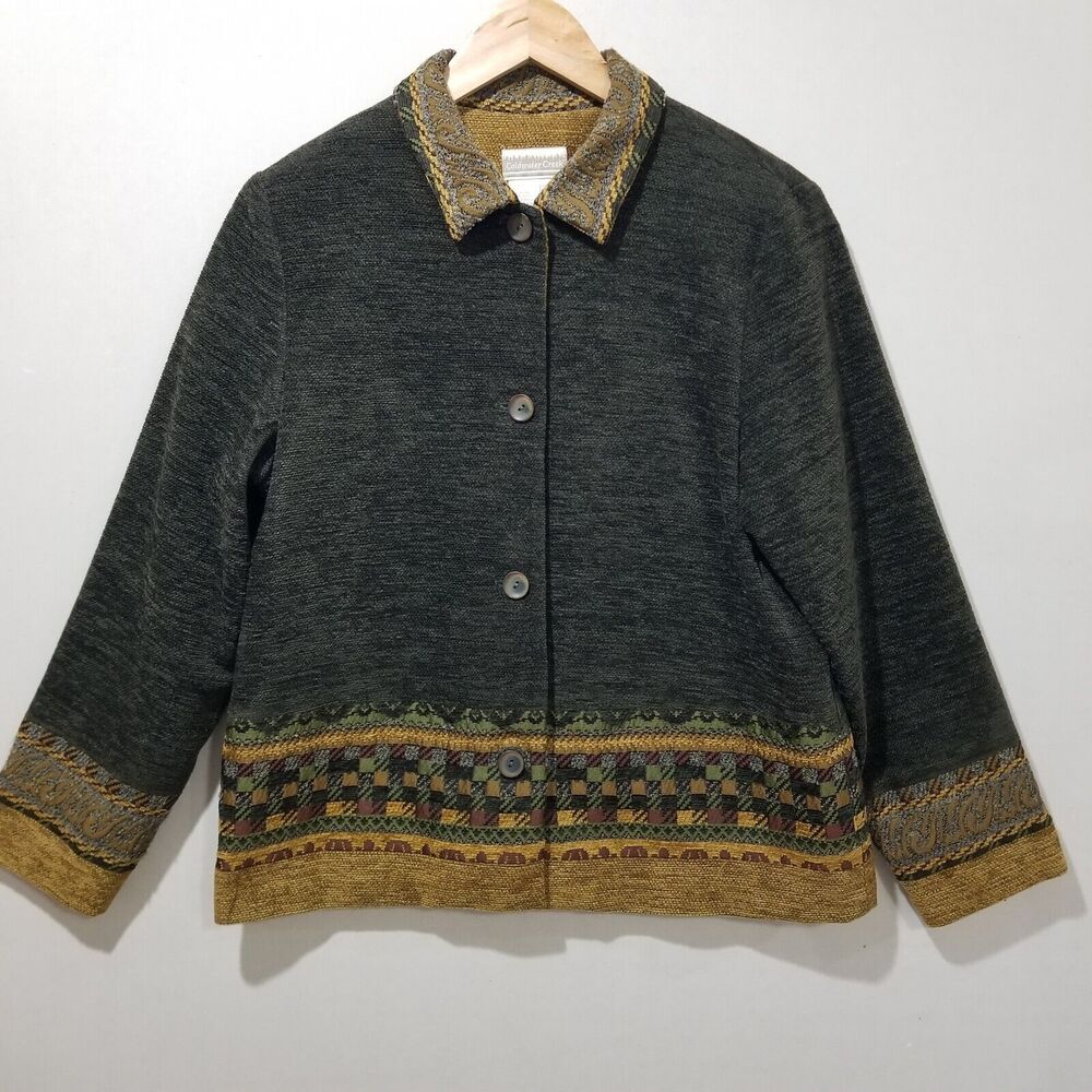 Coldwater Creek Jacket Small Blazer Art Boho Tapestry Tribal Southwest Wool